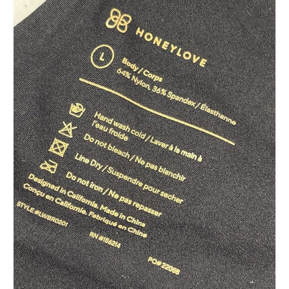 HONEYLOVE Women's Black Wire Free Padded Velvet Pattern Bra Large - Picture 3 of 4